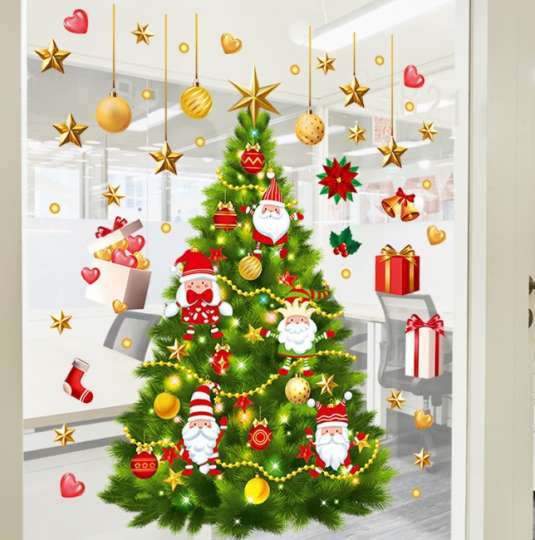 Набор новогодних наклеек на окно Happy New Year 6 13788 60х90 см 1 лист