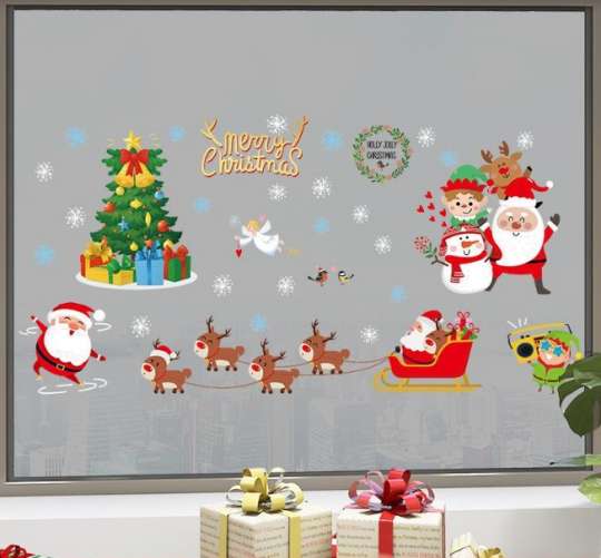 Набор новогодних наклеек на окно Happy New Year 4 13799 60х90 см 1 лист