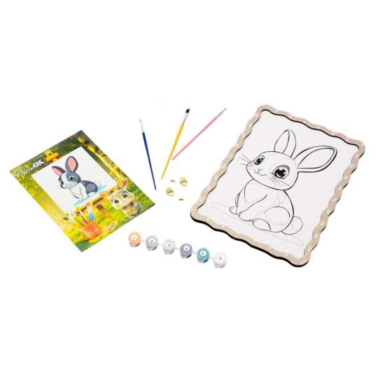Картина по номерам "Кролик" Puz-22944 формат А4 кисточка, краски, крепеж для стены