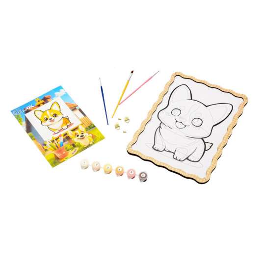 Картина по номерам "Корги" Puz-22941 формат А4 кисточка, краски, крепеж для стены