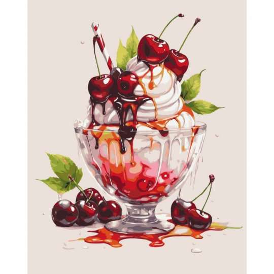 Картина по номерам "Вишневое мороженое" 12038-AC 40х50 см                                                       
