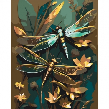 Картина по номерам "Блестящие стрекозы" 11599-AC с металлизированными красками 40х50 см                                