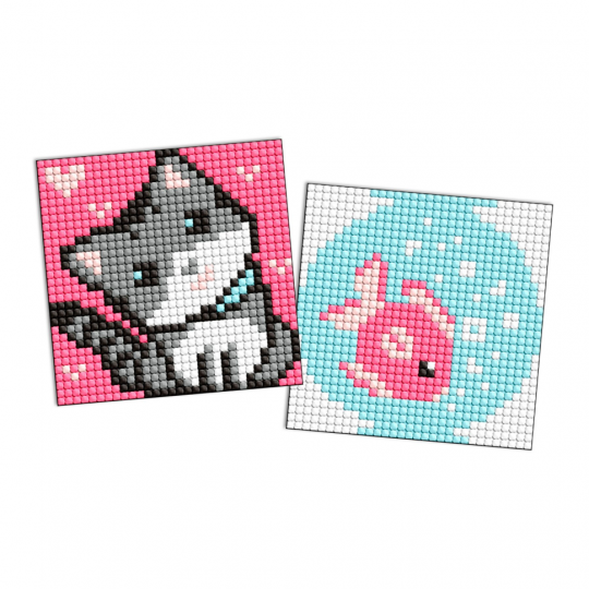 Алмазная мозаика "Рыбка и котенок" AMG1050 на магнитной основе 9x9 см