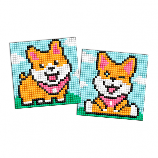 Алмазная мозаика "Игривые собачки" AMG1060 на магнитной основе 9x9 см