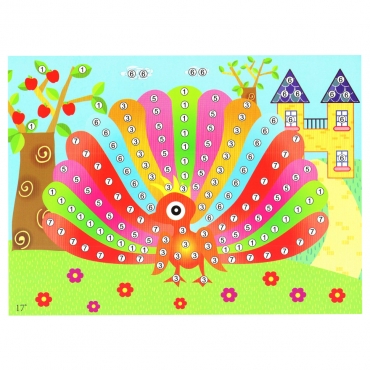 Детская мозаика по номерам "Павлин" 13-126-10 разноцветные камушки