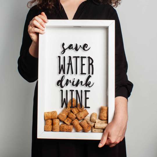 Рамка копилка "Save water drink wine" для пробок, white-white, white-white, англійська