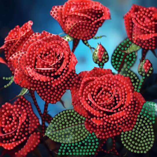 Алмазная мозаика "Красные розы" ZAV1818-24, 18х18 см