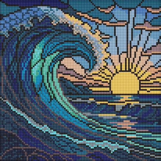 Алмазная мозаика "Витраж. Волна" ©art_selena_ua AMO8320, 30х30 см 