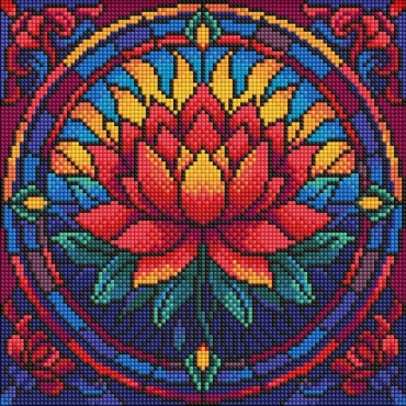 Алмазная мозаика "Витраж. Лотос" ©art_selena_ua AMO8330, 30х30 см 
