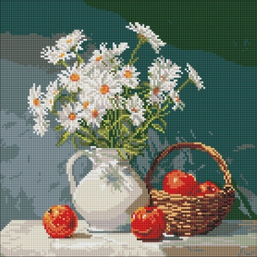 Алмазная мозаика "Букет ромашек с яблоками" ©art_selena_ua AMO8339, 40х40 см