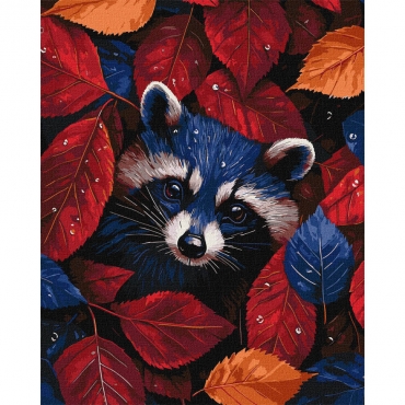 Картина по номерам "Осенний енот" KHO6697, 40x50 см