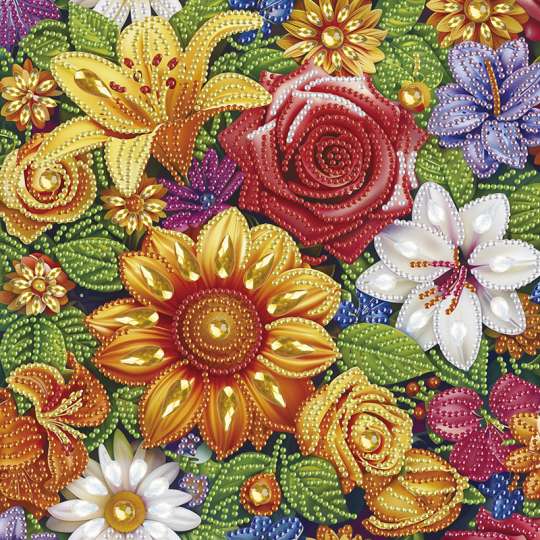 Алмазная мозаика "Цветочная нежность" BH028 неполная выкладка 25х25 см