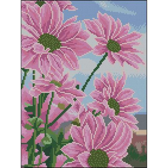 Алмазная мозаика без подрамника "Хризантемы" ZAV3040-13, 30х40 см 