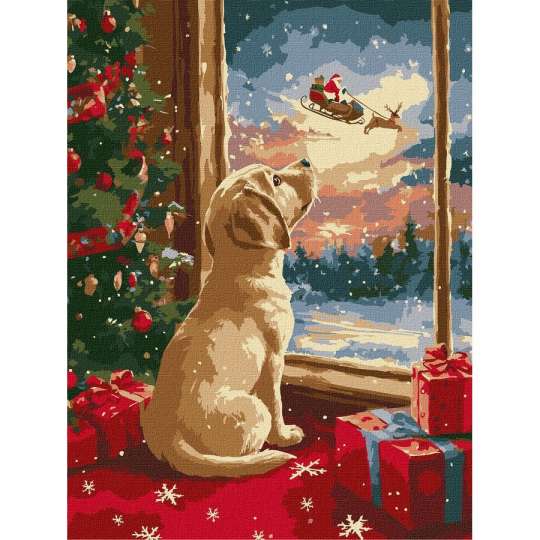 Картина по номерам "Мечтательный щенок" ©art_selena_ua KHO5149, 30х40 см