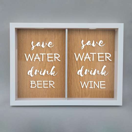Двойная рамка копилка "Save water, drink beer and wine" для пробок, white-brown, white-brown, англійська