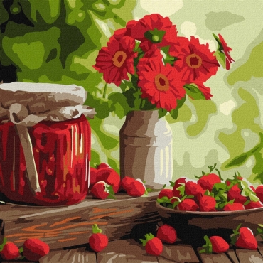 Картина по номерам "Клубничное варенье" ©art_selena_ua KHO5726, 40х40 см  