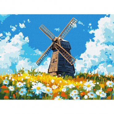 Картина по номерам "Мельница посреди поля" ©art_selena_ua KHO6399, 30x40 см  