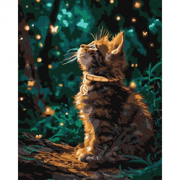 Картина по номерам "Котенок и светлячки" ©art_selena_ua KHO6881, 40х50 см 