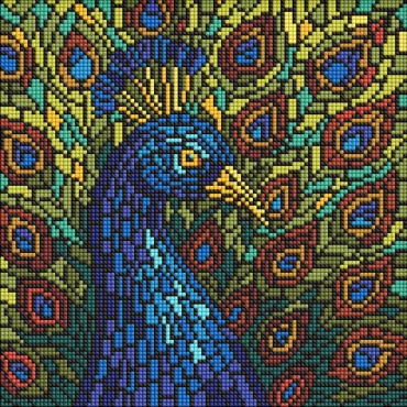 Алмазная мозаика "Витраж. Павлин" AMO8323, 30х30 см