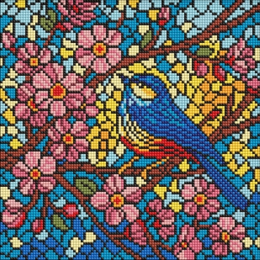 Алмазная мозаика "Витраж. Синица" AMO8326, 30х30 см