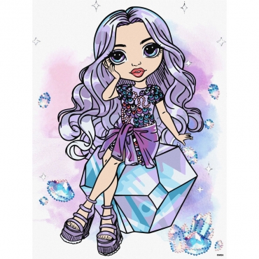 Картина по номерам со стразами "Rainbow High. Violet" KHO1339, 30х40 см