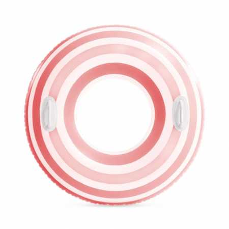 Детский надувной круг "Полосатые мечты" 59256(Pink-White) с ручками, 91 см
