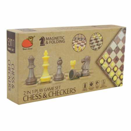 Настольная игра "Шахматы и шашки" 2058 магнитные, поле 18,5х18х1,5 см