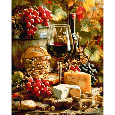 Картина по номерам "Натюрморт с вином и сыром" LW3059-01, 40х50 см