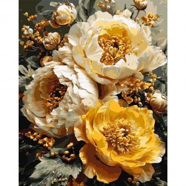 Картина по номерам "Симфония пионов" LW3154-01 с красками металлик 40х50 см
