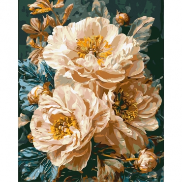 Картина по номерам "Нежные пионы" LW3159-01 с красками металлик 40х50 см