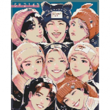 Алмазная мозаика "K-pop, Stray Kids" OD31890, 40х50 см
