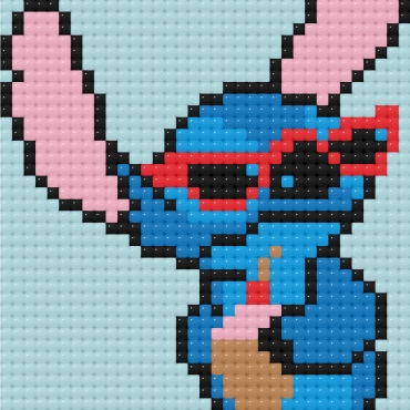 Алмазная мозаика мини "Стич в очках" ODM0112, 10х10 см