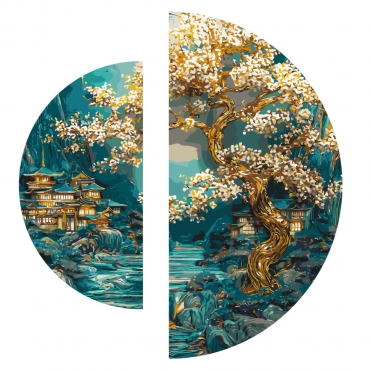 Картина по номерам "Спокойствие японского рассвета" OSR1009 с красками металлик 67х67 см