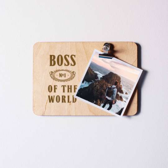 Доска для фото "Boss №1 of the world" с зажимом, англійська