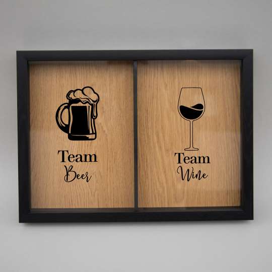 Двойная рамка копилка "Team Beer - Teem Wine" для пробок, black-brown, black-brown, англійська