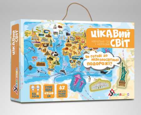 Настольная игра Умняшка "Интересный мир" KP-006 с многоразовыми наклейками