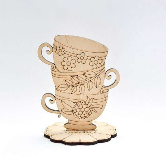 Фигурка из фанеры - Tea Time. Чашки травяные Идейка 9,8х9х11,8 см (3-078)