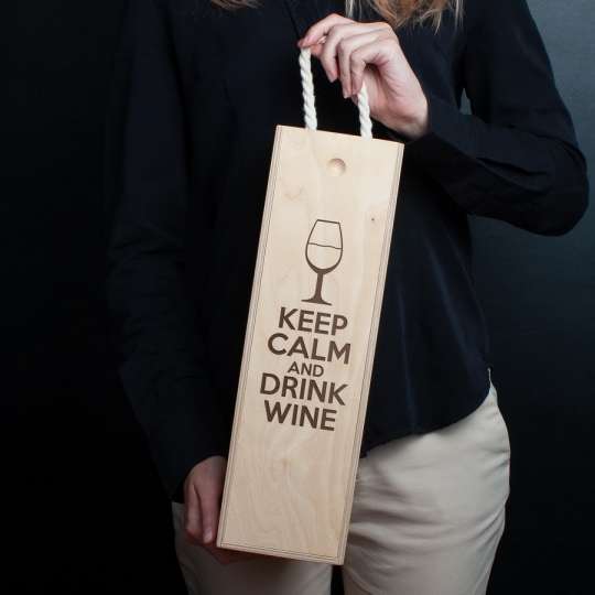 Коробка для вина на одну бутылку "Keep calm and drink wine", англійська