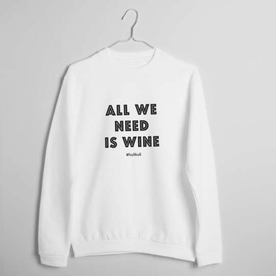 Свитшот женский "All we need is wine" белый, Білий, M, White, англійська