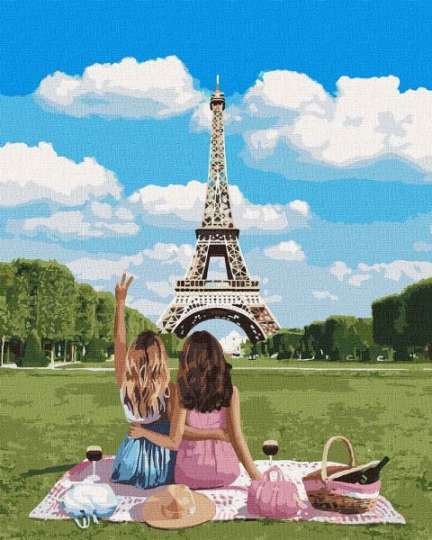 Картина по номерам - Подружки в Париже Идейка 40х50 см (KHO4790)