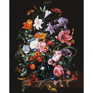 Картина по номерам "Ваза с цветами и ягодами" ©Jan Davidsz. de Heem Идейка KHO3208 40х50 см