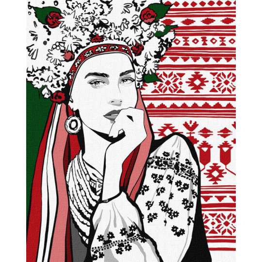 Картина за номерами "Чарівна українка" Ідейка KHO4977 40х50см
