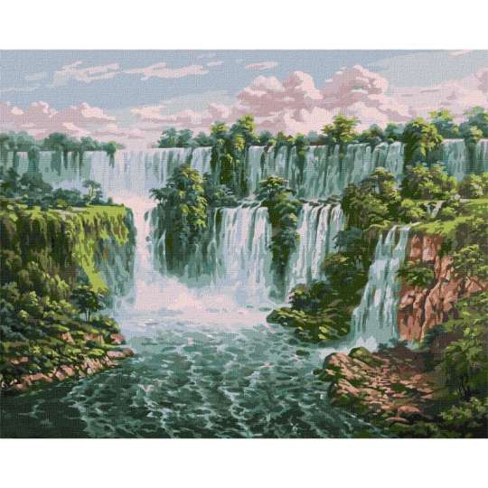 Картина за номерами "Живописний водоспад" ©Сергій Лобач Ідейка KHO2878 40х50 см