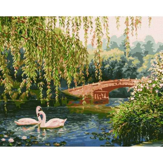 Картина за номерами "Лебеді на озері" ©Сергій Лобач Ідейка KHO4359 40х50 см