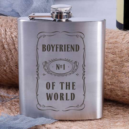 Фляга стальная "Boyfriend №1 of the world", англійська