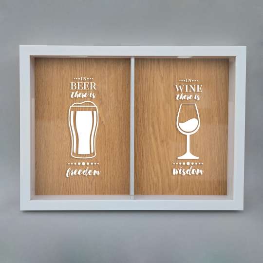 Двойная рамка копилка "Wine wisdom, Beer freedom" для пробок, white-brown, white-brown, англійська