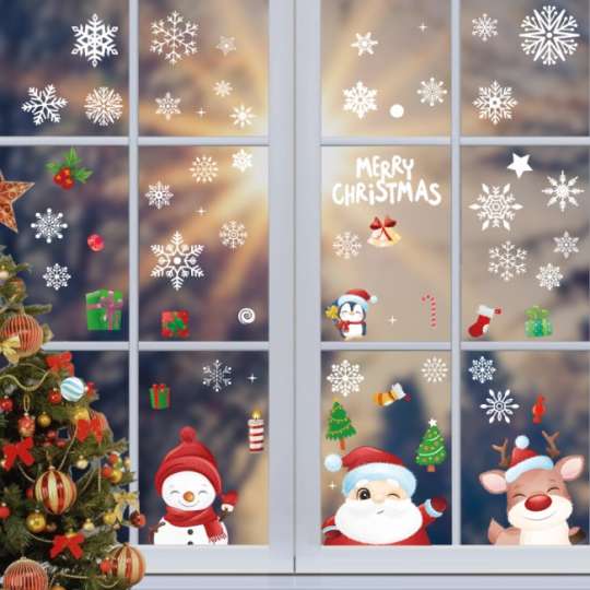 Набор новогодних наклеек на окно New Year 5 13779 20х30 см 8 листов