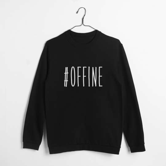 Свитшот "#offine" унисекс, Чорний, XXL, Black, англійська