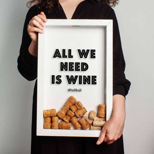 Рамка для винных пробок "All we need is wine", Білий, White, англійська