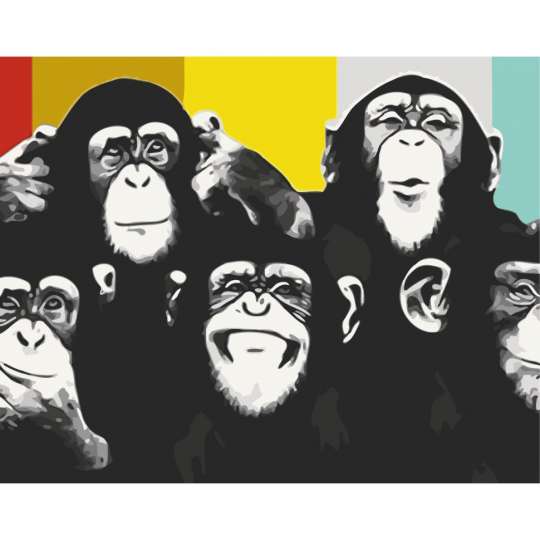 Картина за номерами без підрамника "Веселі шимпанзе" Art Craft  11510-ACNF 40х50 см